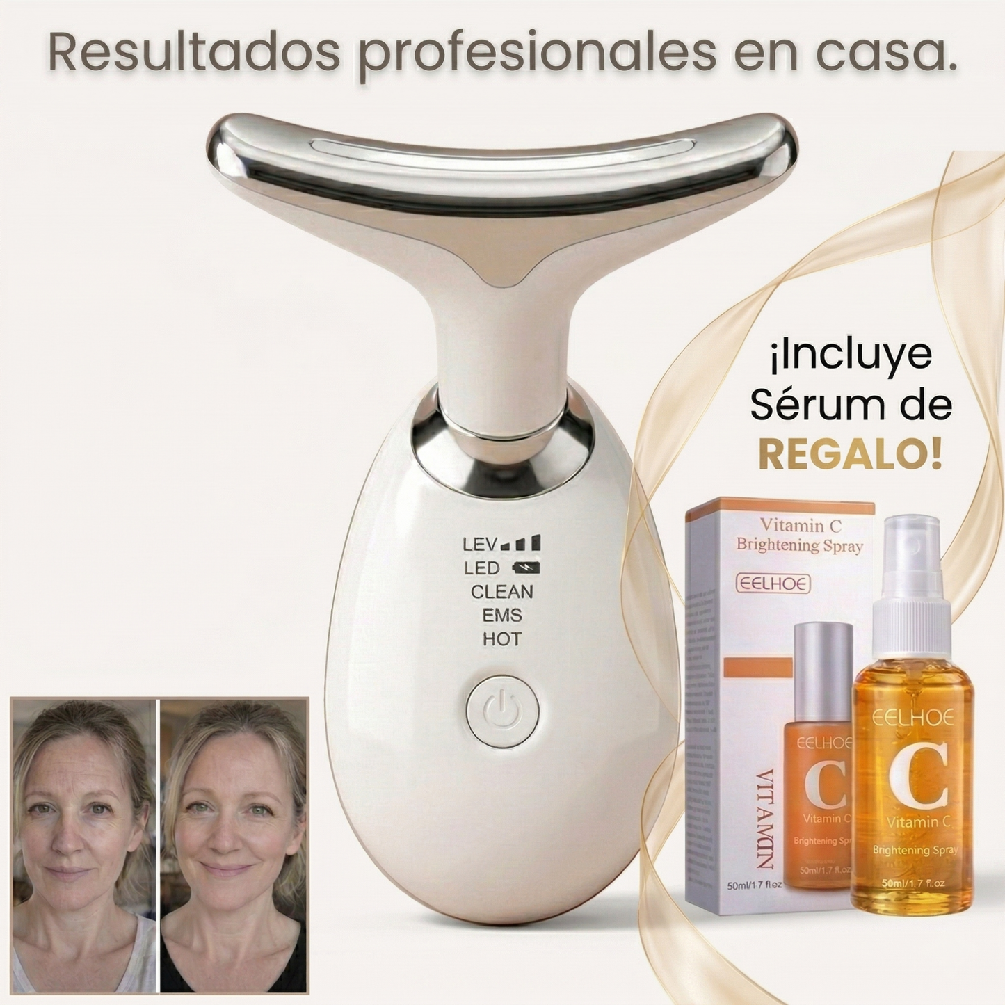 AURASKIN ONE™ Masajeador Facial LED Reafirmante